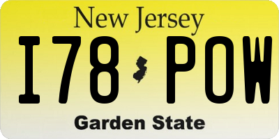 NJ license plate I78POW