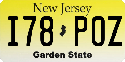 NJ license plate I78POZ