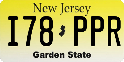 NJ license plate I78PPR