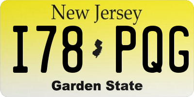 NJ license plate I78PQG