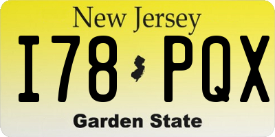 NJ license plate I78PQX