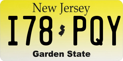NJ license plate I78PQY