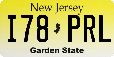 NJ license plate I78PRL