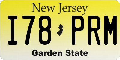 NJ license plate I78PRM