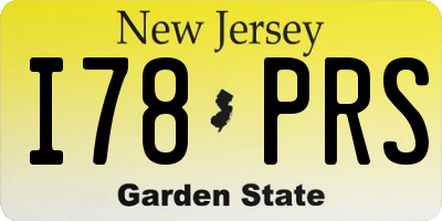 NJ license plate I78PRS