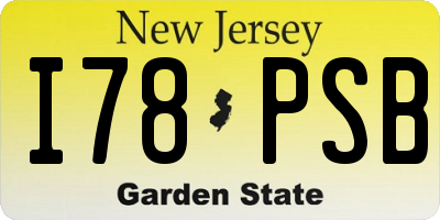 NJ license plate I78PSB