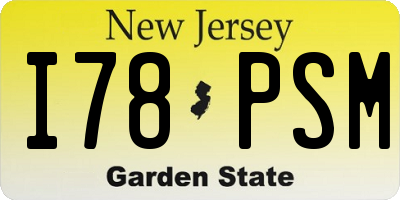 NJ license plate I78PSM