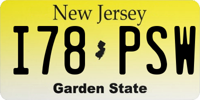NJ license plate I78PSW