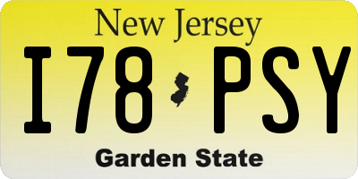 NJ license plate I78PSY