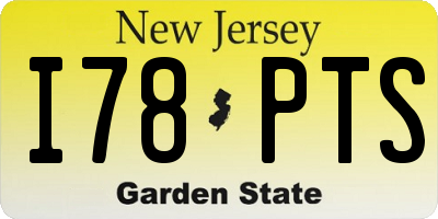 NJ license plate I78PTS
