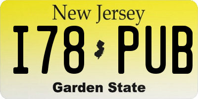NJ license plate I78PUB