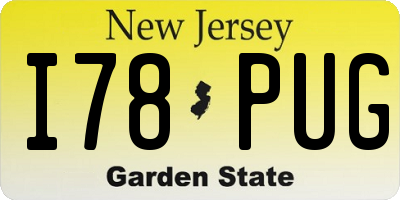 NJ license plate I78PUG