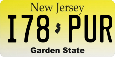 NJ license plate I78PUR