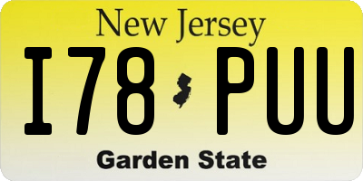 NJ license plate I78PUU