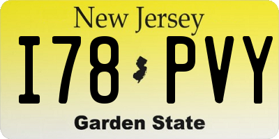NJ license plate I78PVY
