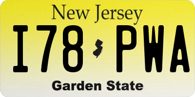 NJ license plate I78PWA