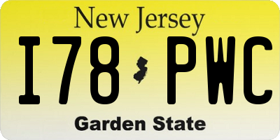 NJ license plate I78PWC
