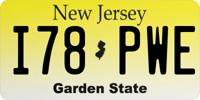 NJ license plate I78PWE