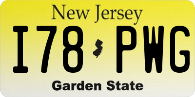 NJ license plate I78PWG