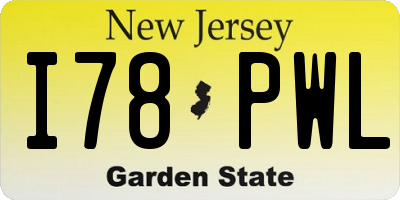 NJ license plate I78PWL