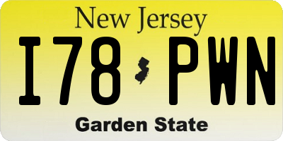 NJ license plate I78PWN