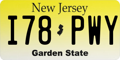 NJ license plate I78PWY