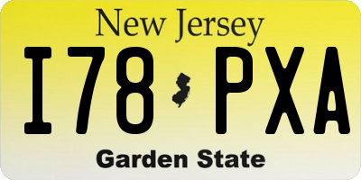NJ license plate I78PXA