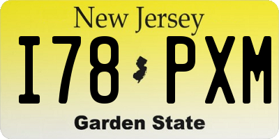 NJ license plate I78PXM
