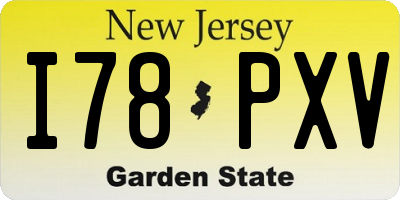 NJ license plate I78PXV