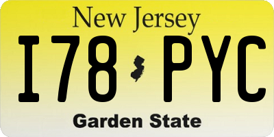 NJ license plate I78PYC