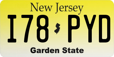 NJ license plate I78PYD