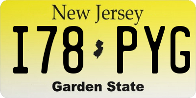 NJ license plate I78PYG