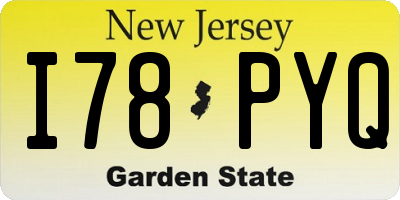 NJ license plate I78PYQ