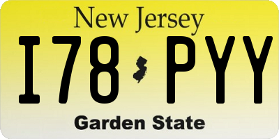 NJ license plate I78PYY