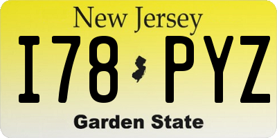 NJ license plate I78PYZ