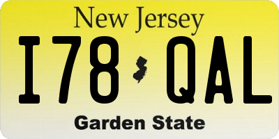 NJ license plate I78QAL