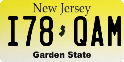 NJ license plate I78QAM