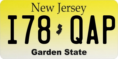 NJ license plate I78QAP