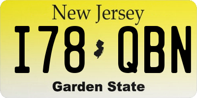 NJ license plate I78QBN