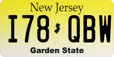 NJ license plate I78QBW