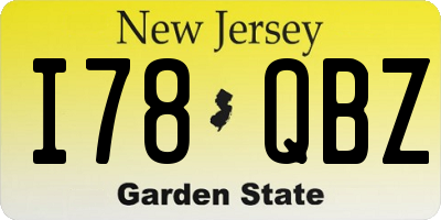 NJ license plate I78QBZ