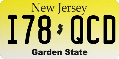 NJ license plate I78QCD