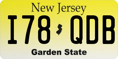 NJ license plate I78QDB