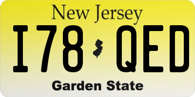 NJ license plate I78QED