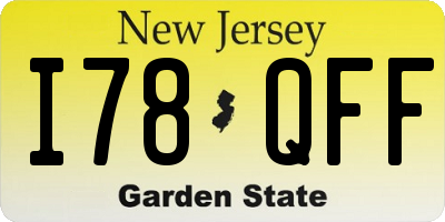 NJ license plate I78QFF
