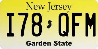 NJ license plate I78QFM