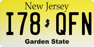 NJ license plate I78QFN