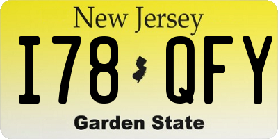 NJ license plate I78QFY