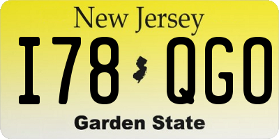 NJ license plate I78QGO