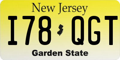NJ license plate I78QGT